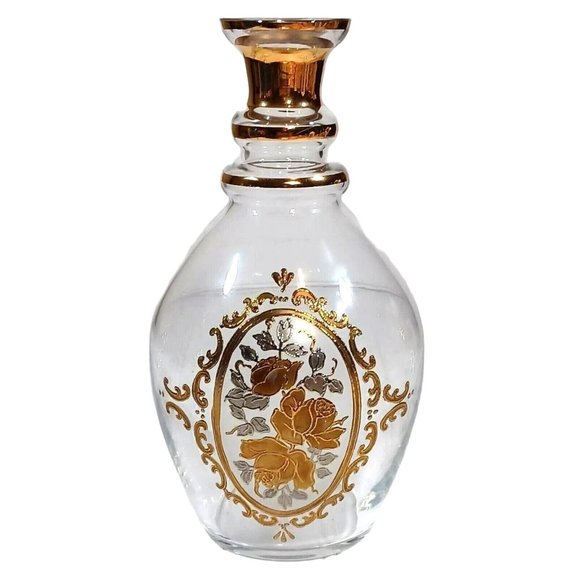 Antique Gold Rose Opaline Bohemian Art Glass Cordial Decanter & 4 Liqu… - Picture 2 of 9